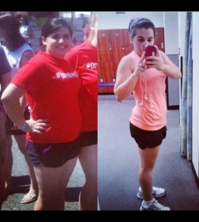 Before (left) and after (right) after one year and a half of regularly working out. 30 pounds gone!